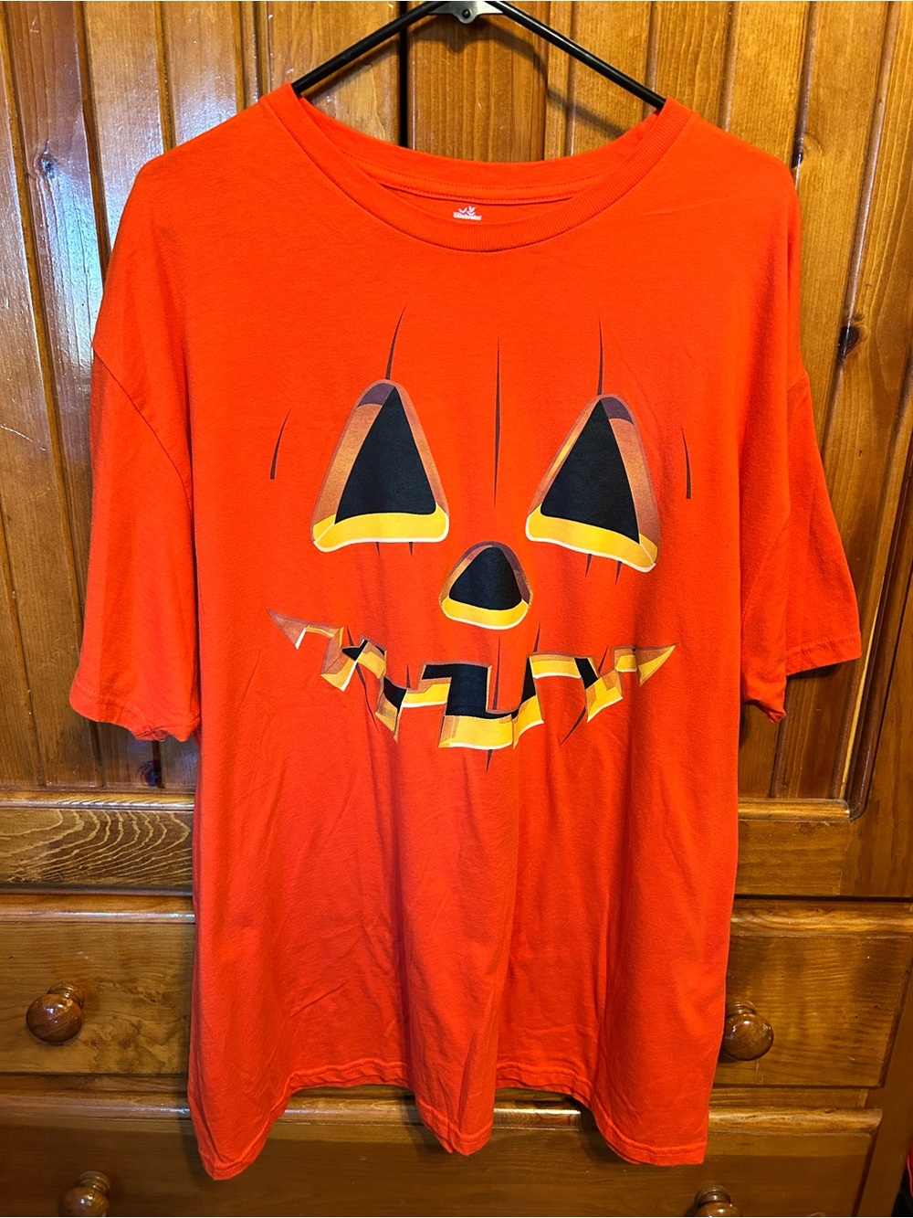 Orange Pumpkin Face Men’s or Women’s Halloween Costume Tee